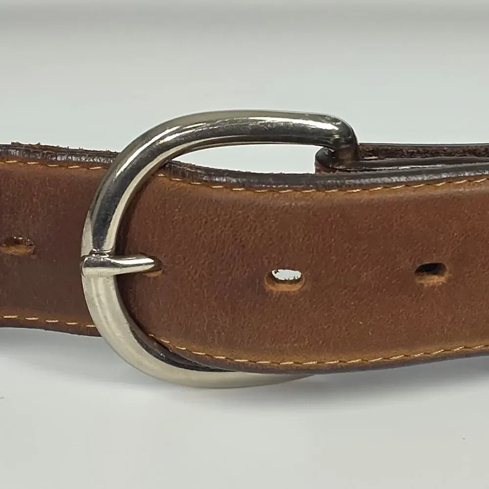 SILVER CREEK CLASSICS BROWN LEATHER WESTERN SIZE 34 BELT - AZTEC STYLE STITCH